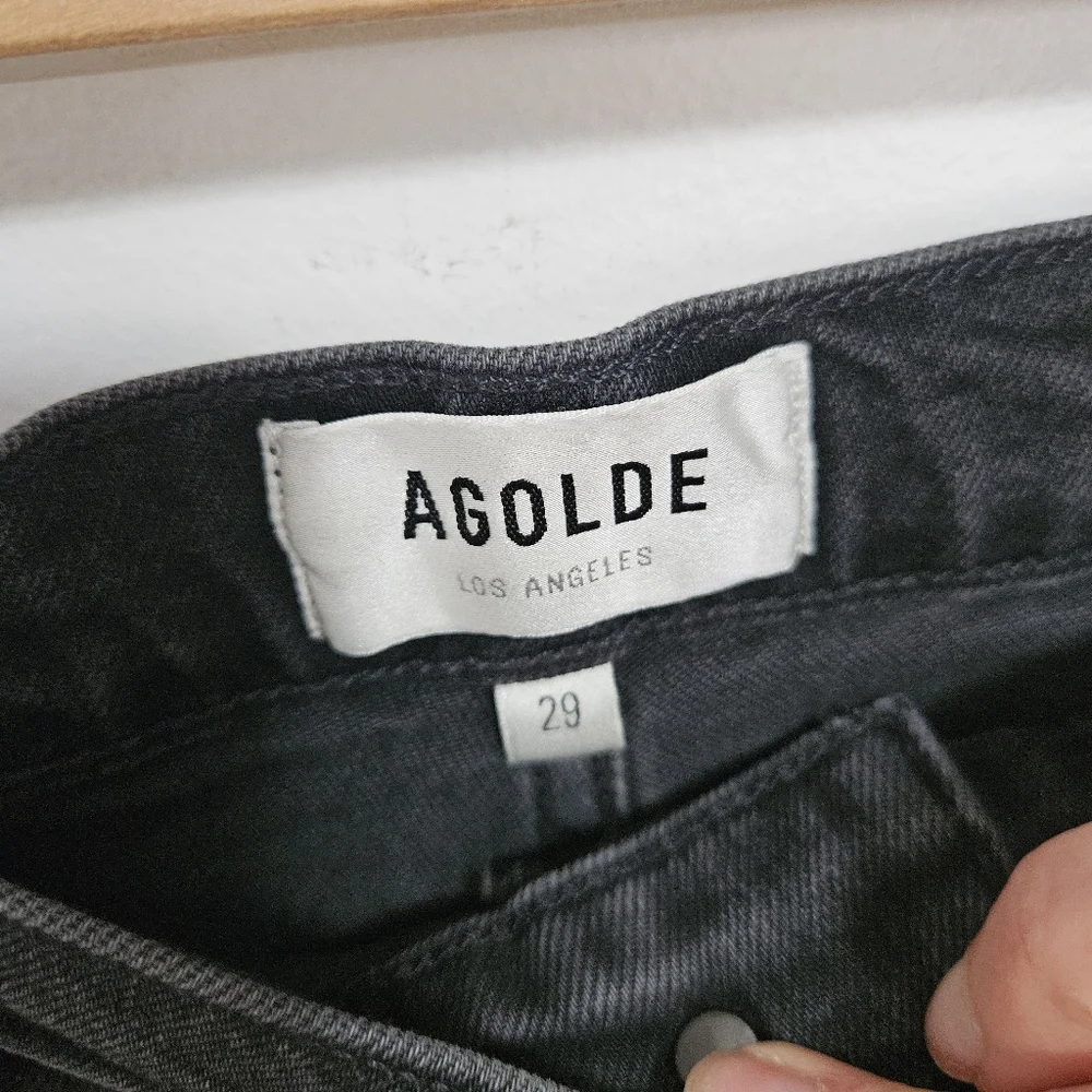 AGOLDE Pinch Waist High Rise Sz 29 Cropped Leg Black Stretch - Picture 4 of 9